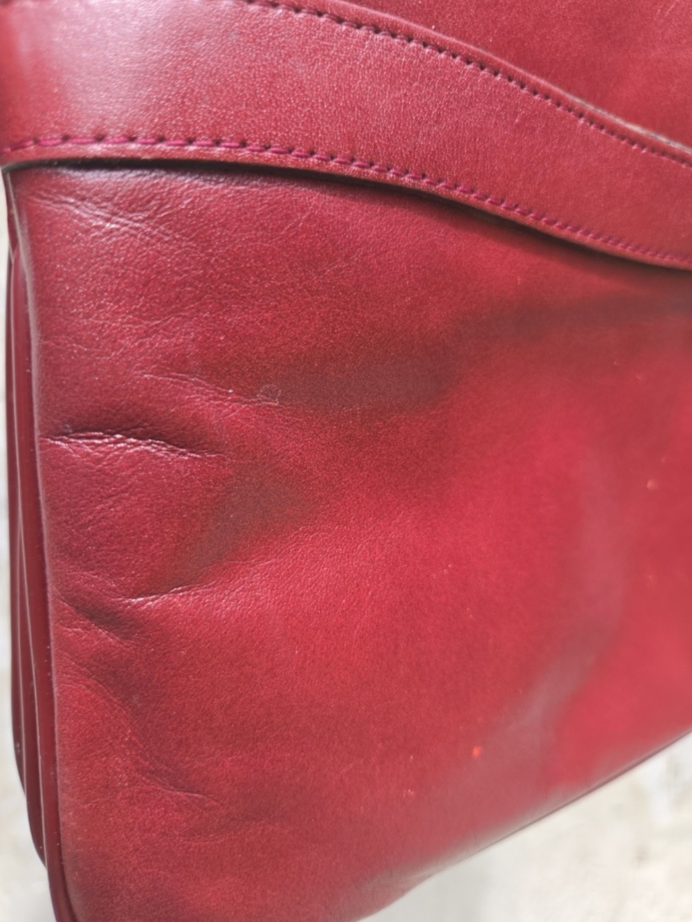 Vintage 70s Etienne Aigner Oxblood Leather Shoulder Bag Organizer Purse - Picture 9 of 16